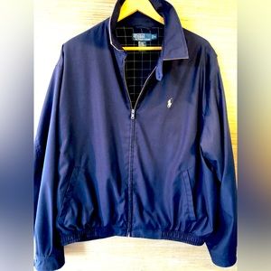 VTG RALPH LAUREN Jacket sz XL Navy with checked lining Super soft Pristine cond